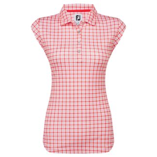 FootJoy Gingham Print Cap Sleeve Ladies Golf Polo Shirt